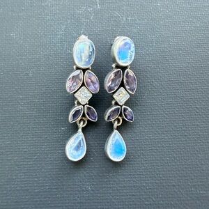 Nicky Butler Sterling Silver Moonstone & Purple Gemstone Dangle Earrings
